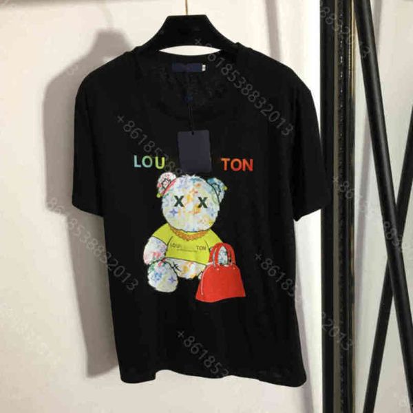 

21ss designer clothes women cotton t shirt dress summer bear print simple short-sleeved t-shirt bottoming shirt graphic pack letter logo tee, White