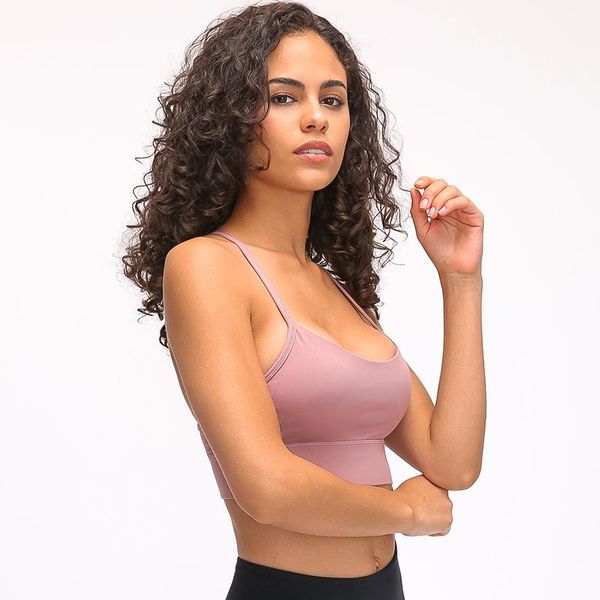 

y-type lengthen padded running gym workout bras women naked-feel fabric plain sport yoga bras fitness crop, White;black