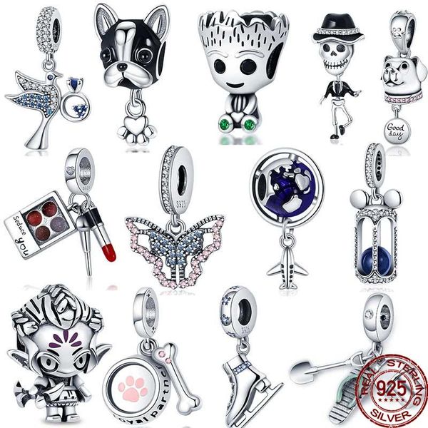 

other 100% real 925 sterling silver robots and airplanes beads fit original bracelet&bangle making fashion diy jewelry for wom