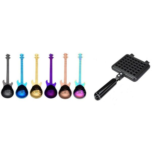 

spoons non-stick waffles maker machine kitchen waffle baking mold with guitar coffee 6-pack creative cute