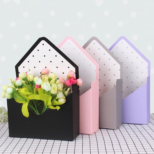 

gift wrap creative envelope fold flower storage box wedding engagement party decor polka dot stripes printed paperboard packaging wrapping