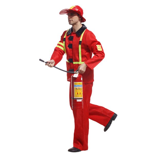 Trajes mascote boneca traje fantasia adulto bombeiro traje festa de halloween bombeiro fogo terno masculino role play roupas de festa engraçado firefighte