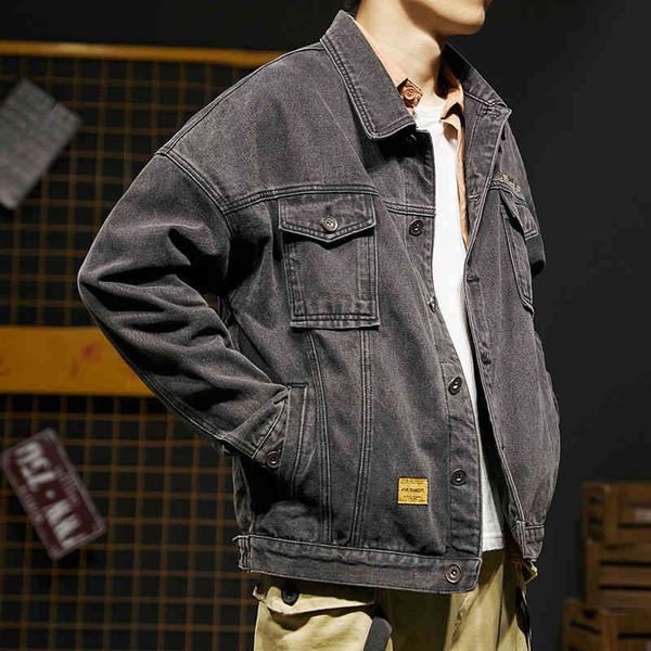 

denim men's new fashion brand in autumn and winter loose stre trend ruffian handsome denim et, Black