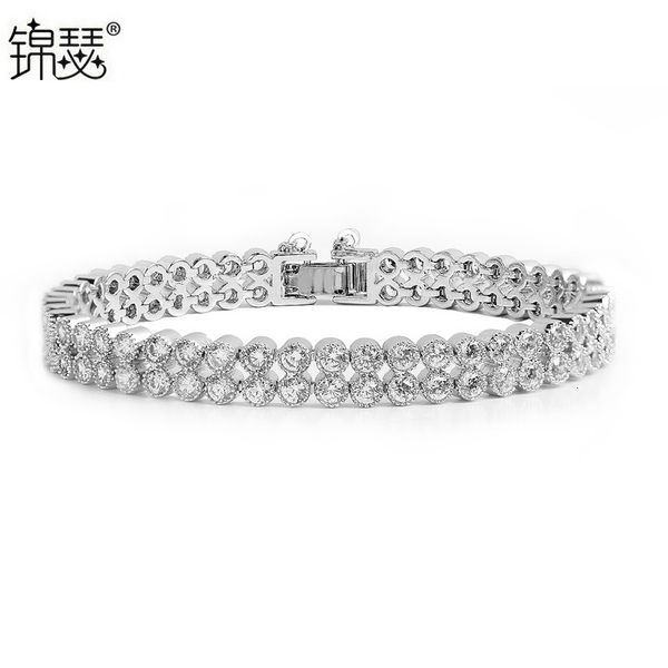 

bangles bracelet jinse zhenwo 2 rows aaa zircon fashion women's simple, Black