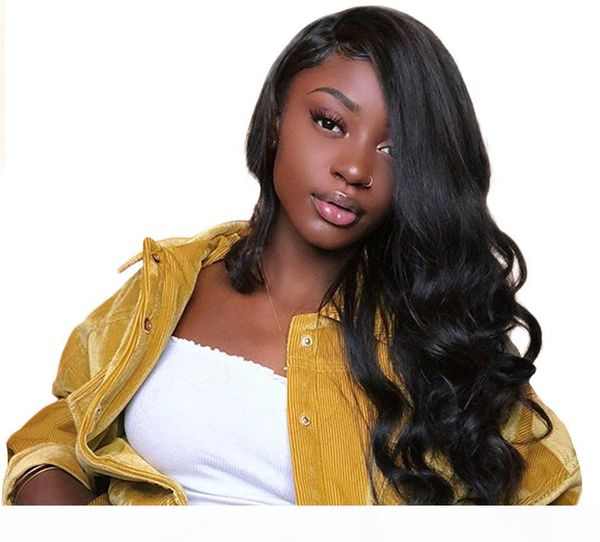 

4*4 lace body wave human hair wigs for women brazilian virgin human hair wigs pre plucked 150% density, Black;brown