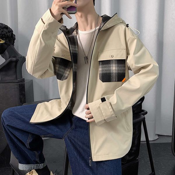 

coat autumn and winter korean fashion tooling casual splicing jacket men's large, Black;brown