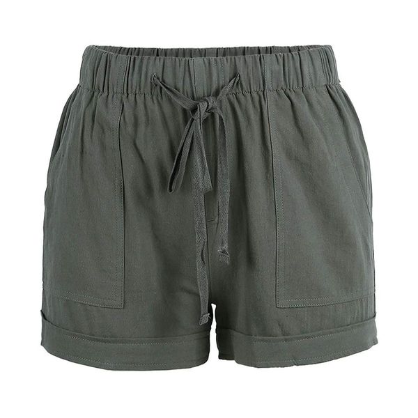

summer women shorts casual elastic waist drawstring wide leg short women solid color plus size -5xl woman short femme shorts, Gray
