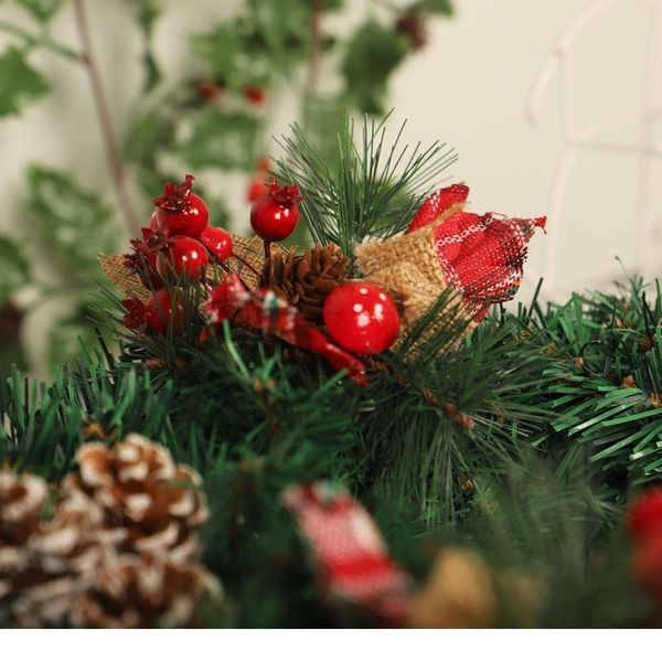 

christmas decoration green garland plaid branch pine wreath home holiday decoration christmas wreath christmas de jllkdx