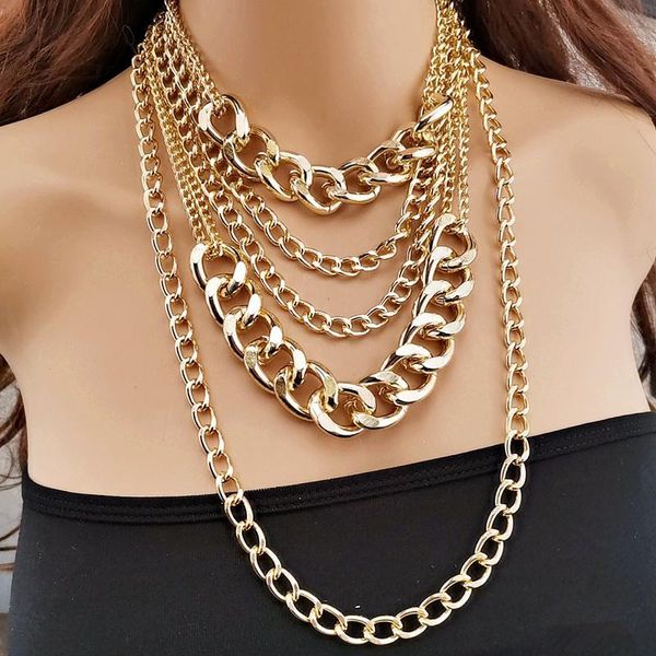 

chains y2k jewelry simple punk hip hop aesthetic necklace vintage exaggerated harajuku multi-layer tassel thick chain egirl necklaces, Silver