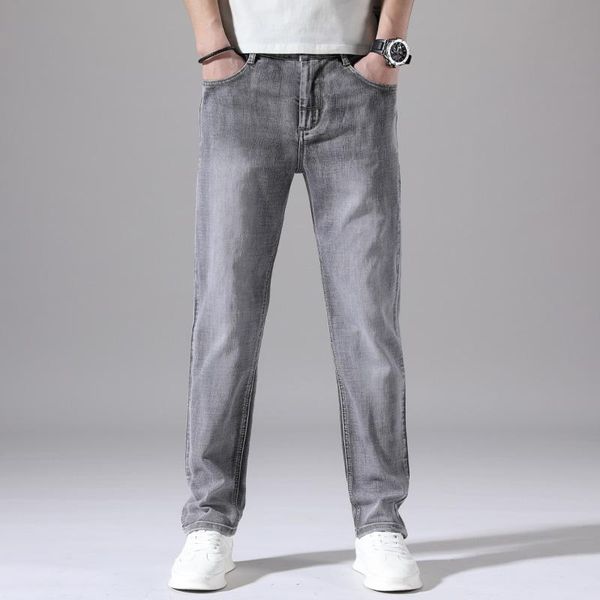 

men's jeans spring and summer thin fashionable high-quality business casual loose straight-leg trousers 2021, Blue