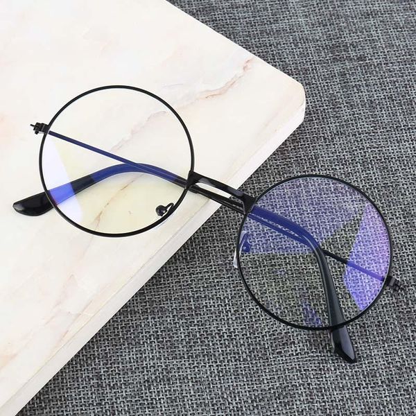 

fashion sunglasses frames vintage retro metal frame clear lens glasses nerd geek eyewear eyeglasses oversized round circle eye, Black