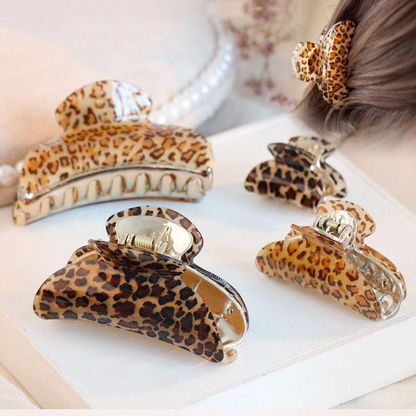 

hair accessories acrylic leopard print crab claw clip fashion women hairpin girl headwear 5 sizes multicolor