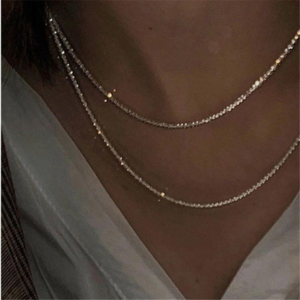 

pendant necklaces short sliver color starry neck collar choker two ways to wear clavicle chain necklace for women party jewelry, Silver