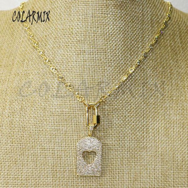 

pendant necklaces 2 pcs zirocn heart gold color necklace stone wholesale jewelry chain gift for lady 50449, Silver