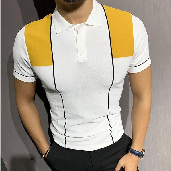 

golden striped men s street polo t shirtscomfortable classic fashion daily travel work party, White;black