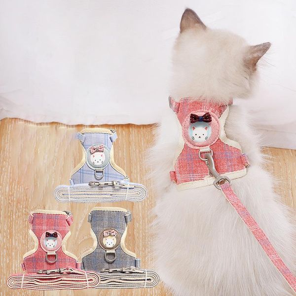 

cat collars & leads bow-knot detachable collar for fleas cats cartoons leash small animal belt harness accessories stuff pet chatons