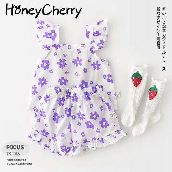 

clothing sets 2021 summer print girl cool two-piece set baby clothes toddler, White