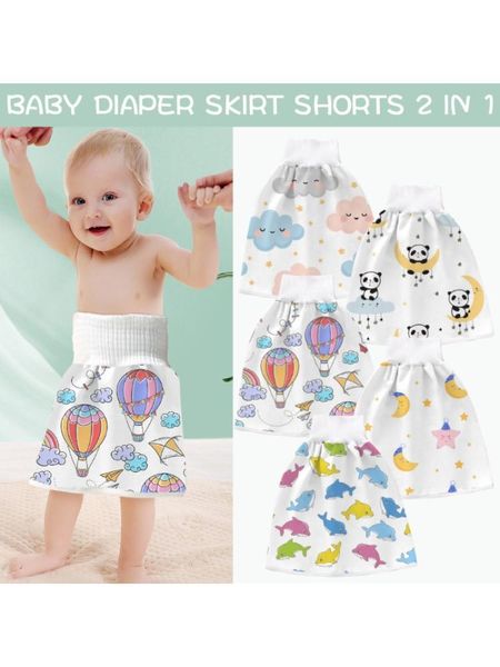

cloth diapers 2 in 1 baby diaper skirt pure cotton high waist waterproof training pants shorts p31b