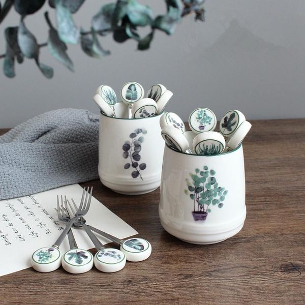 

6pcs/set fruit forks stainless steel fork party cake salad vegetable forks kitchen tools dinnerware fork sets