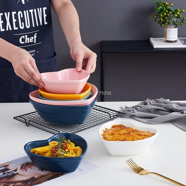 

bowls nordic cutlery heart-shaped ceramic rice bowl household wax japanese noodle love creative personalized salad dessert