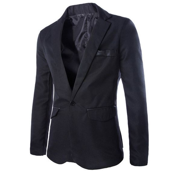 

spring autumn cortex edge single button men's dress suit casual patchwork business jacket blazer masculino, White;black