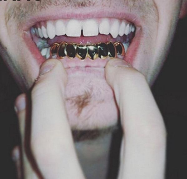 

18k gold teeth braces punk hip hop multicolor diamond custom bottom teeth grillz dental mouth fang grills tooth cap vampire rapper wmtjexz, Black