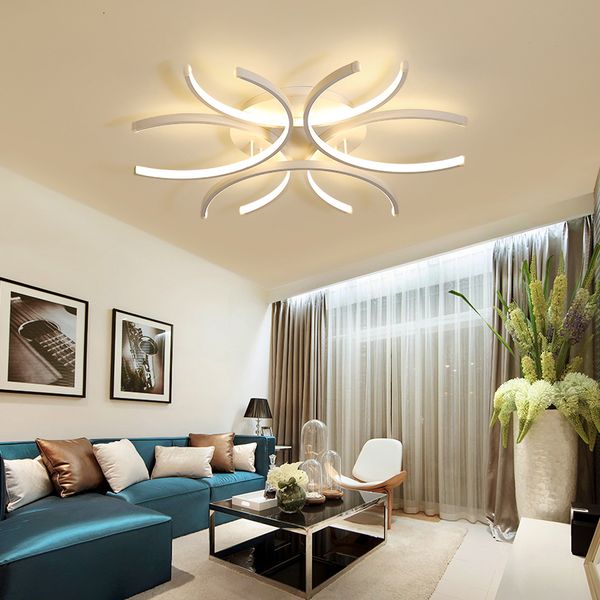 

2021 new moderno led remote-controlled chandeliers to the fourth living room lights white kitchen lamps petal lamp ceiling lighting vyia