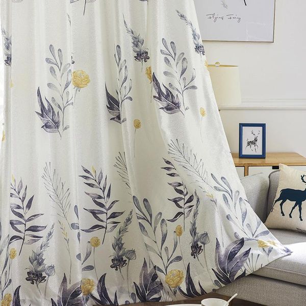 

curtain & drapes simple chinese jacquard curtains for living room bedroom study printed fabric fresh balcony shading tulle decoration