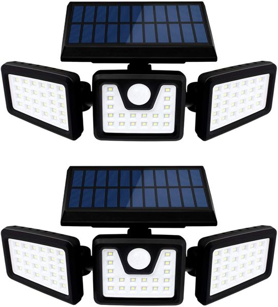 

otdair solar security lights 3 head motion sensor lights adjustable 70led flood lights outdoor spotlights 360° rotatable ip65 waterproof