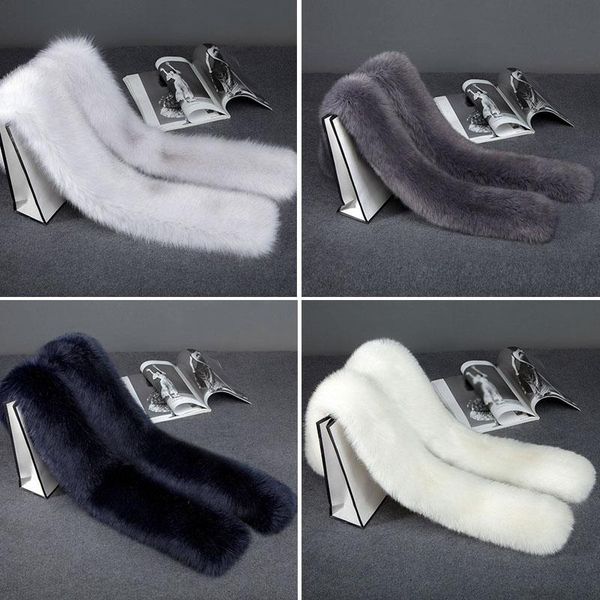 

hats, scarves & gloves sets lady women faux fur long collar scarf fluffy winter shawl wrap stole warm scarfs, Blue;gray