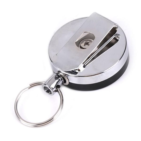 

1pcs stainless steel portable classic casual badge reel retractable key ring fashion id card hold qylecw