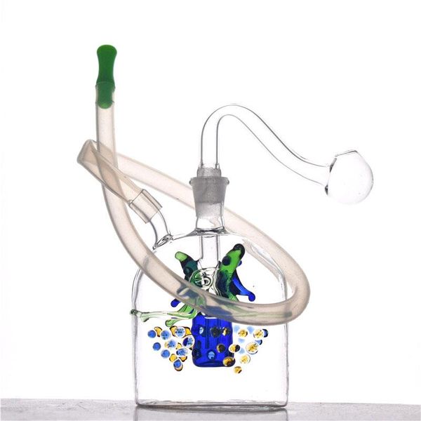 Cheap mini Dab Oil Rigs glass Bongs Internal turbo honeycomb Perc glass oil burner Water Pipes with oil bowl and silicone tube