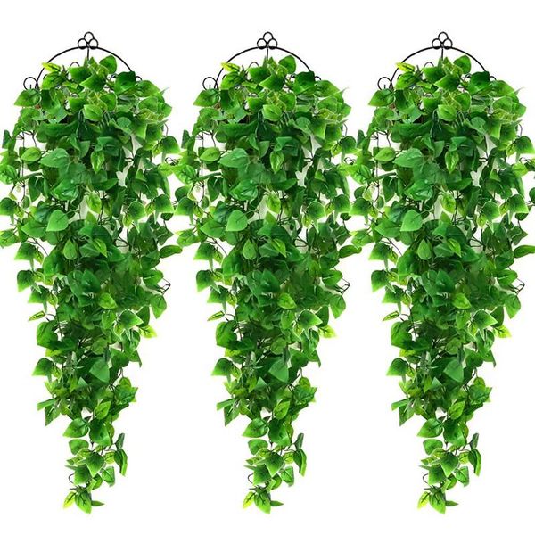 

6pcs artificial hanging plants fake ivy leaves for wall home porch garden fence decoration