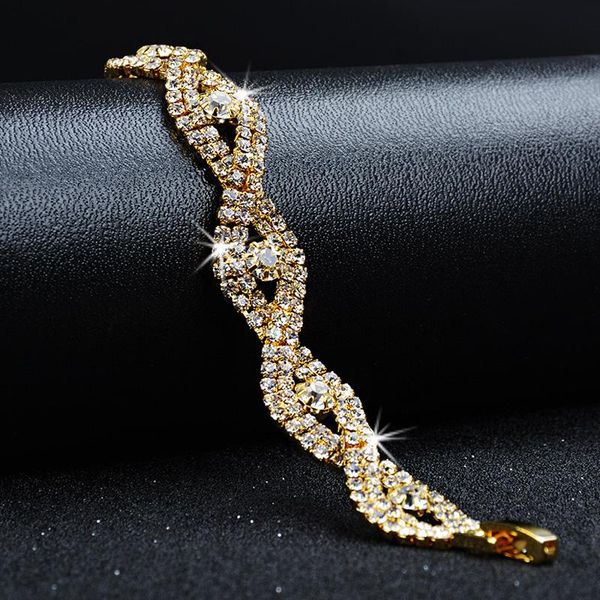 

charm bracelets 2021 austrian crystal wedding bracelet with rhinestone gold color bridal & bangles for women fashion jewelry, Golden;silver