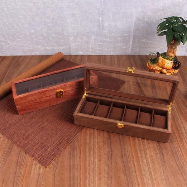 

watch boxes & cases upgrade 6 grids wooden display case holder jewelry collection storage watches organizer box casket drop, Black;blue
