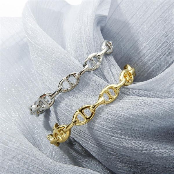 

bangle metal punk opened geometric c women luxury jewelry fashion brand pig nose adjustable bangles bracelet z278, Black