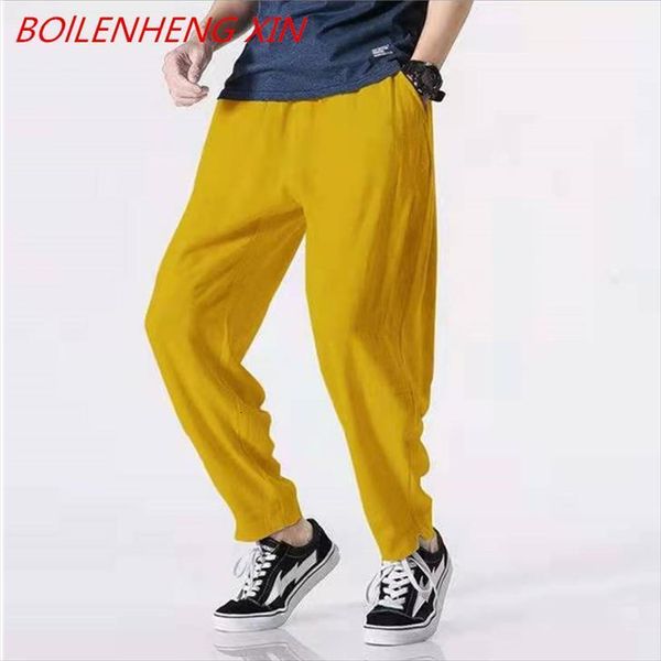 

fashion straight summer casual women pant cotton linen drawstring waist solid trousers loose business, Black