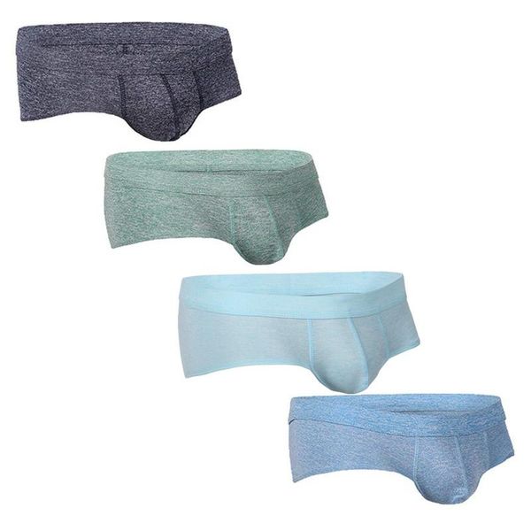 

4pcs/lot men underwear briefs cotton breathable low rise underpants bulge big pouch shorts male panties swimwear nightwear, Black;white