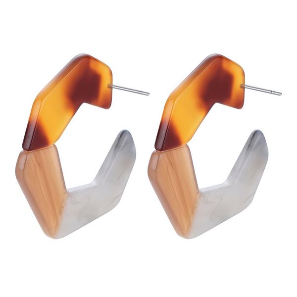 

stud earrings fasion jewelry geometrically irregular c-shape resin acrylic for women exaggerated bending leopard wholesale, Golden;silver