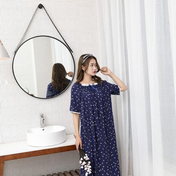 

nightdress ladies short sleeve cotton xl loose princess nightdress bathrobe women home service printing lace nightgown badjas, Black;red