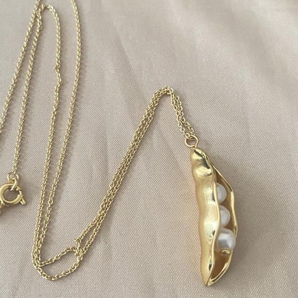 

pendant necklaces trendy fresh water pearl peas necklace for women luxury designer unique gold unusual jewelry 2021, Silver