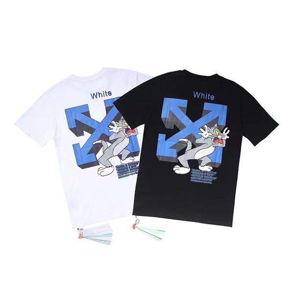 

tide brand mouse year limited cat seri couple loose short sleeve t-shirt for men women, White;black