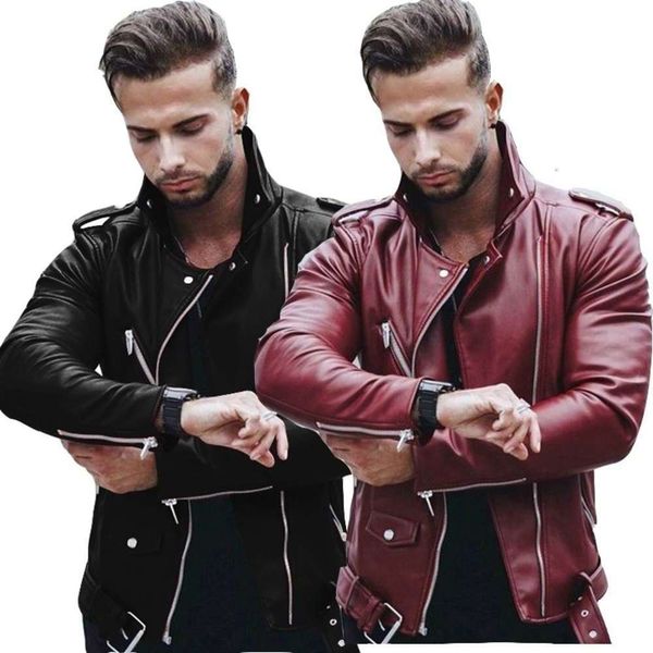 

2021nibesser 5xl men's motorcycle pu leather jackets men leather autumn winter slim fit jackets male business fitness casual coats c181, Black;brown