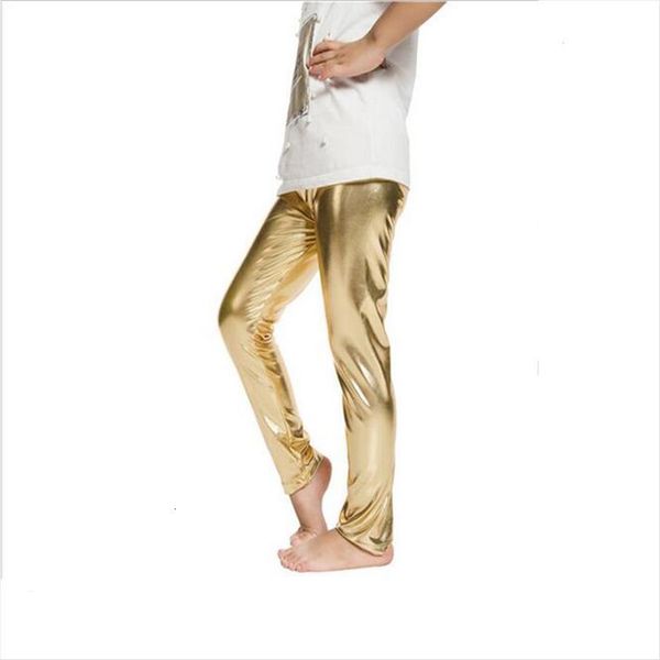 

kid leggins gold silver child leggings leather pants girl legging baby, Blue
