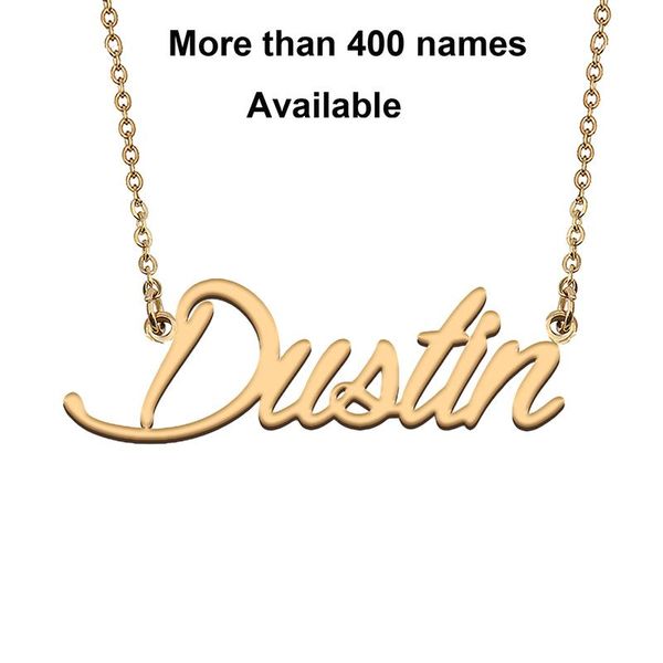 

chains cursive initial letters name necklace for dustin birthday party christmas year graduation wedding valentine day gift, Silver