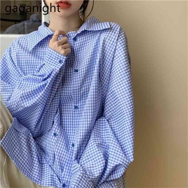Plaid Frauen Hemd Casual Lose Langarm Mädchen Bluse Frühling Koreanische Outwear Tops Shirts Desigher Blusas 210601