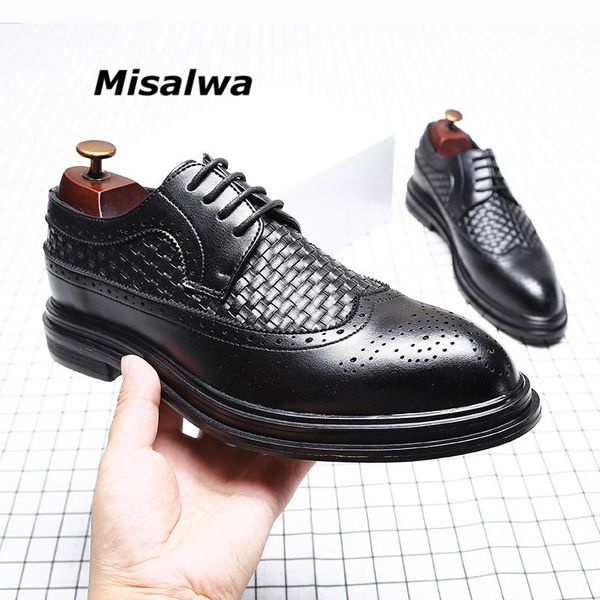 

dress shoes misalwa men leather autumn stylish black wedding elegant derby brogue platform and elevator invisible