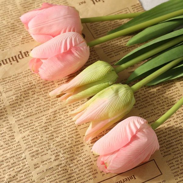 

decorative flowers & wreaths simulation 5 heads tulip bundle bouquet for home decorations plastic fake flower wedding bride hand pography pr