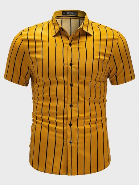 

men button front striped shirt b1e3#, White;black