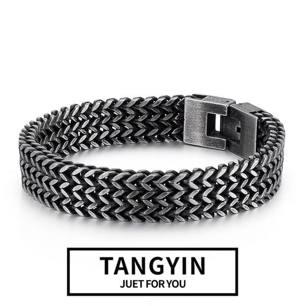 

charm bracelets creative trendy men positive and negative keel chain bracelet fashion punk v-shaped stainless steel jewelry gifts, Golden;silver